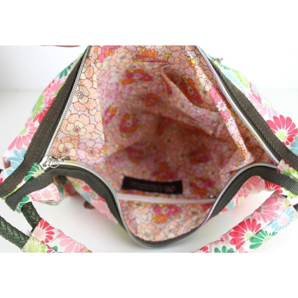 Le SportSac MULTICOLOR NYLON CANVAS FLOWER PRINT SHOULDER BAG HANDBAG HOBO PURSE - Picture 12 of 16